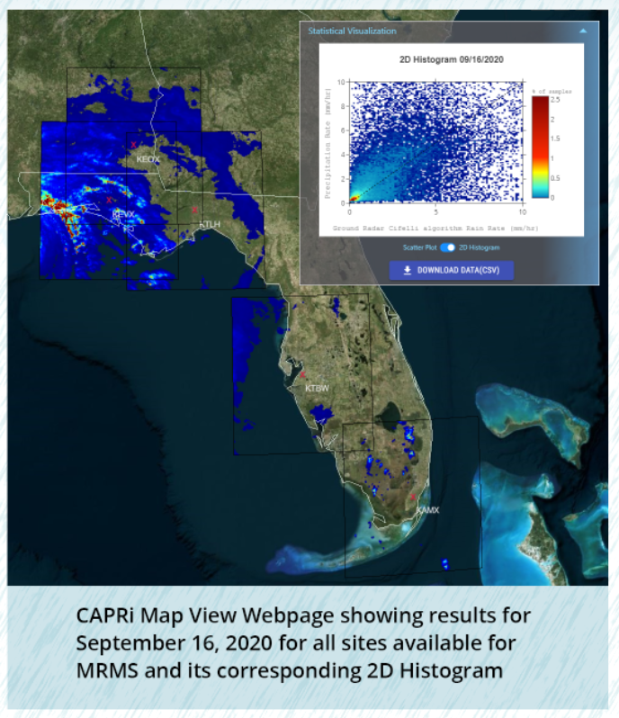 CAPRi Map View Webpage showing results for September 16, 2020