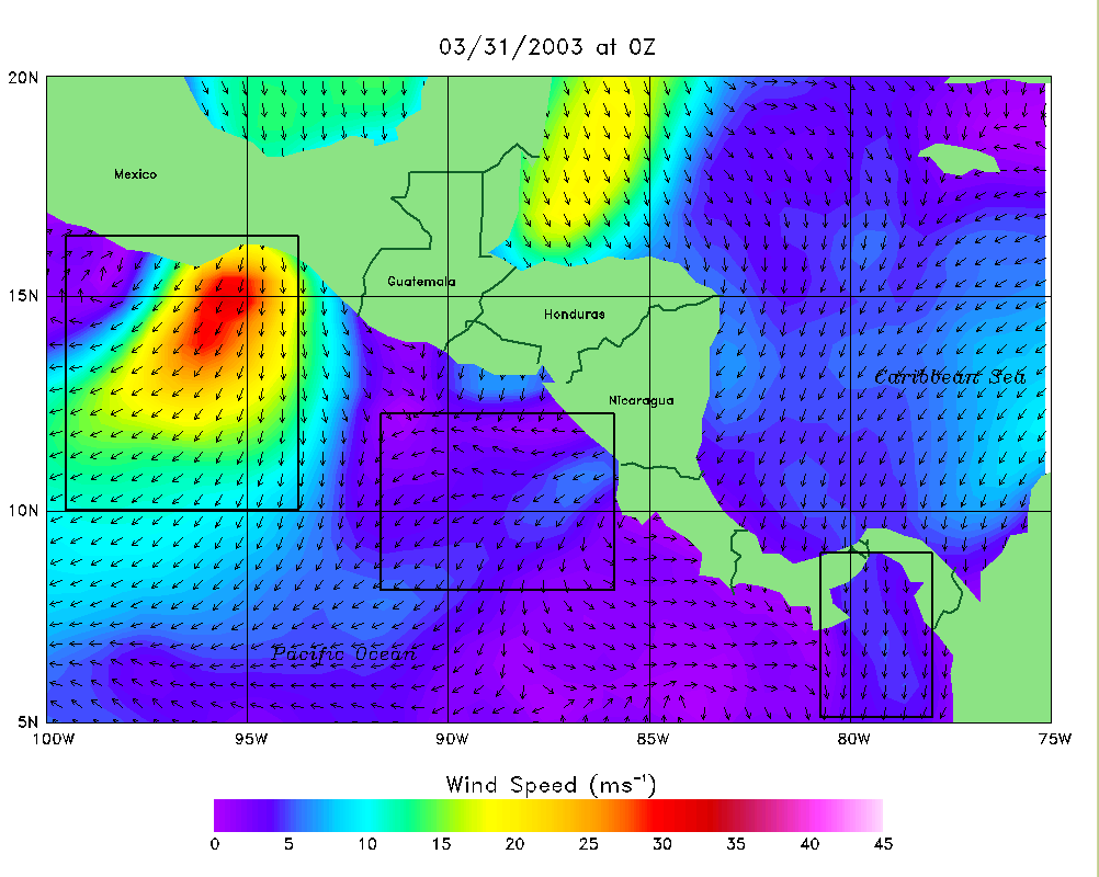Example gap wind event in Gulf of Tehauntepec
