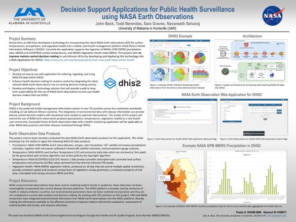 Decision Support Applications for Public Health Surveillance using NASA Earth Observations (AGU Fall Meeting 2022)