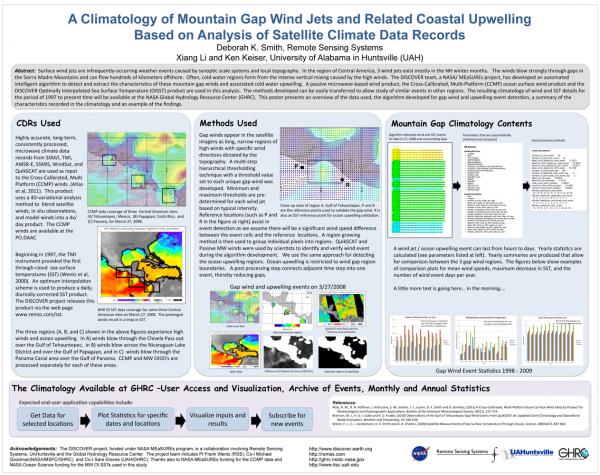 Climatology of mountain gap winds and coastal upwelling poster