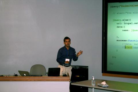 Ajinkya Kulkarni making a presentation