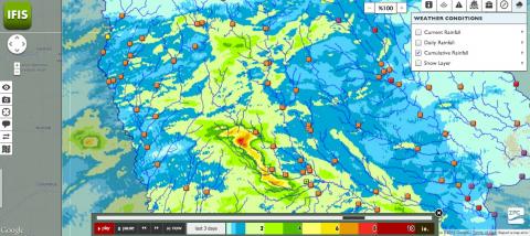 Example of IFloods real-time data handled by ITSC